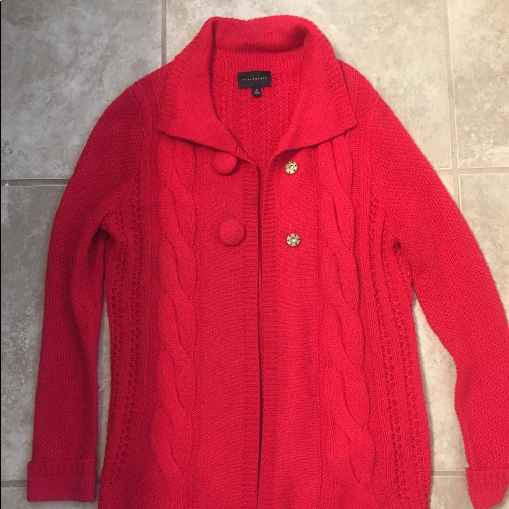 Investments red medium long sweater